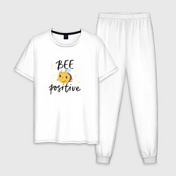 Пижама хлопковая мужская Bee positive, цвет: белый