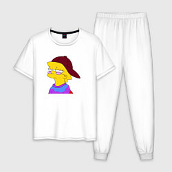 Пижама хлопковая мужская Лиза Симпсон принт, цвет: белый