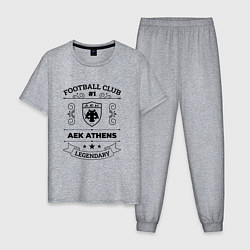 Пижама хлопковая мужская AEK Athens: Football Club Number 1 Legendary, цвет: меланж