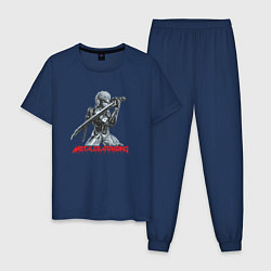 Пижама хлопковая мужская Райден из Metal Gear Rising с мечом, цвет: тёмно-синий