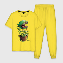 Пижама хлопковая мужская Plant - Piranha, цвет: желтый