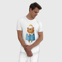 Пижама хлопковая мужская Медведица в шубке, цвет: белый — фото 2