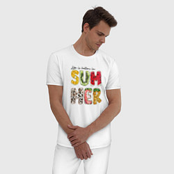 Пижама хлопковая мужская Summer буквы из фруктов, цвет: белый — фото 2