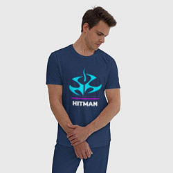 Пижама хлопковая мужская Символ Hitman в неоновых цветах, цвет: тёмно-синий — фото 2