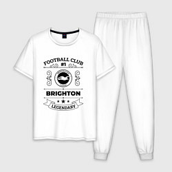 Пижама хлопковая мужская Brighton: Football Club Number 1 Legendary, цвет: белый