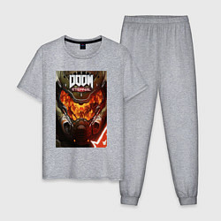 Пижама хлопковая мужская Doom eternal - poster, цвет: меланж