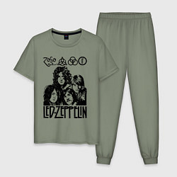 Пижама хлопковая мужская Led Zeppelin Black, цвет: авокадо