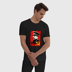 Пижама хлопковая мужская СССР - Сталин, цвет: черный — фото 2