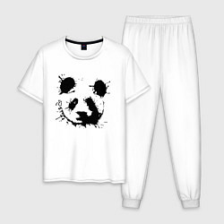 Пижама хлопковая мужская Прикольный панда - клякса, цвет: белый