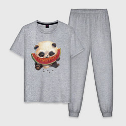 Мужская пижама Маленький панда ест арбуз