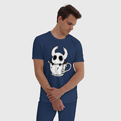 Пижама хлопковая мужская Hollow Knight рыцарь в чашке, цвет: тёмно-синий — фото 2