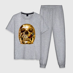 Пижама хлопковая мужская Золотой череп с сигарой, цвет: меланж
