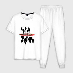Пижама хлопковая мужская Popular techno music group, цвет: белый