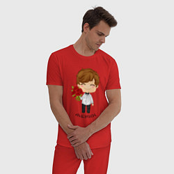Пижама хлопковая мужская Счастливый Жених, цвет: красный — фото 2