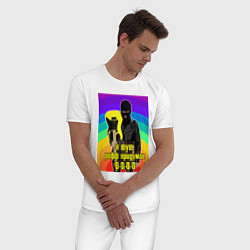 Пижама хлопковая мужская Breakdown, цвет: белый — фото 2
