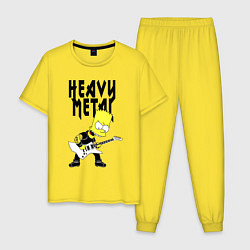 Пижама хлопковая мужская Барт Симпсон - heavy metal, цвет: желтый