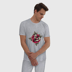 Пижама хлопковая мужская Бутон розы, цвет: меланж — фото 2