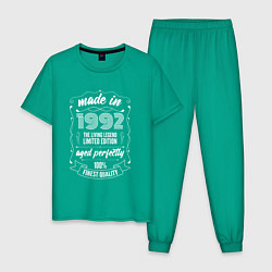 Пижама хлопковая мужская Made in 1992 retro old school, цвет: зеленый