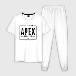 Пижама хлопковая мужская Apex Legends gaming champion: рамка с лого и джойс, цвет: белый