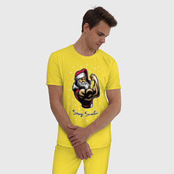 Пижама хлопковая мужская Секси Санта, цвет: желтый — фото 2