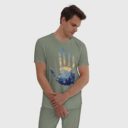 Пижама хлопковая мужская Отпечаток ладони Кратоса, цвет: авокадо — фото 2