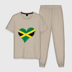 Пижама хлопковая мужская Сердце - Ямайка, цвет: миндальный