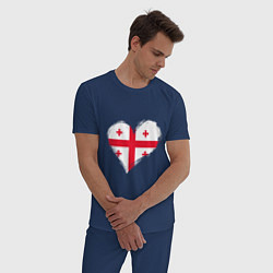 Пижама хлопковая мужская Сердце - Грузия, цвет: тёмно-синий — фото 2