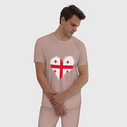 Пижама хлопковая мужская Сердце - Грузия, цвет: пыльно-розовый — фото 2