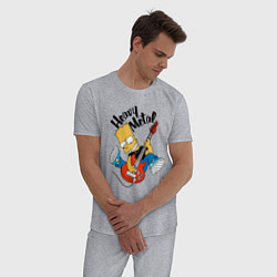 Пижама хлопковая мужская Барт Симпсон - гитарист - heavy metal, цвет: меланж — фото 2