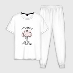 Пижама хлопковая мужская I Overthink Everything, цвет: белый