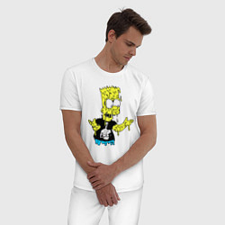 Пижама хлопковая мужская Плавящийся Барт Симпсон - стилизация, цвет: белый — фото 2