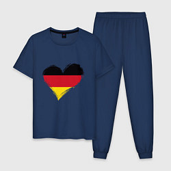 Пижама хлопковая мужская Сердце - Германия, цвет: тёмно-синий