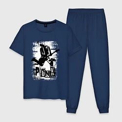 Пижама хлопковая мужская Punk jump, цвет: тёмно-синий
