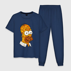 Пижама хлопковая мужская Портрет Гомера Симпсона из продуктов политых горчи, цвет: тёмно-синий