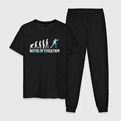 Пижама хлопковая мужская Эволюция в биатлон, цвет: черный