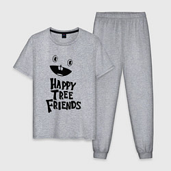 Пижама хлопковая мужская Happy Three Friends - LOGO, цвет: меланж