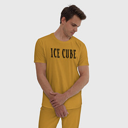 Пижама хлопковая мужская Ice Cube - logo, цвет: горчичный — фото 2