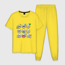 Пижама хлопковая мужская Значки на Байрон Пины Бравл Старс Byron, цвет: желтый