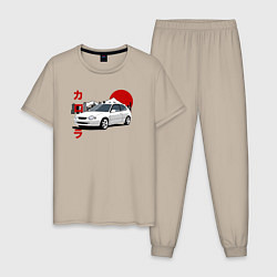 Пижама хлопковая мужская Toyota Corolla JDM Retro Style, цвет: миндальный