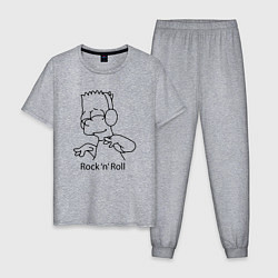 Пижама хлопковая мужская Bart Simpson - Rock n Roll, цвет: меланж