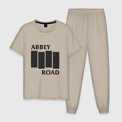 Пижама хлопковая мужская Abbey Road - The Beatles, цвет: миндальный
