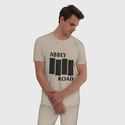 Пижама хлопковая мужская Abbey Road - The Beatles, цвет: миндальный — фото 2