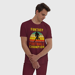 Пижама хлопковая мужская Чемпион по фэнтези-футболу, цвет: меланж-бордовый — фото 2
