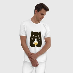 Пижама хлопковая мужская Котик - Химик, цвет: белый — фото 2