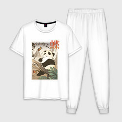 Мужская пижама Панда и бабочка - Японская гравюра Укиё Э