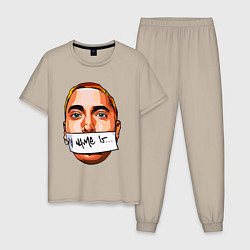 Пижама хлопковая мужская My name is - Eminem, цвет: миндальный