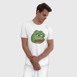 Пижама хлопковая мужская Sad Pepe art, цвет: белый — фото 2