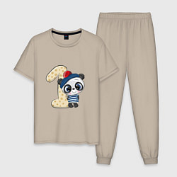 Пижама хлопковая мужская Baby Panda, цвет: миндальный