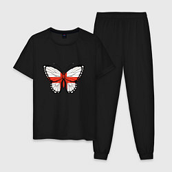 Пижама хлопковая мужская Бабочка - Англия, цвет: черный