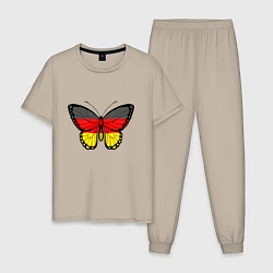 Пижама хлопковая мужская Бабочка - Германия, цвет: миндальный